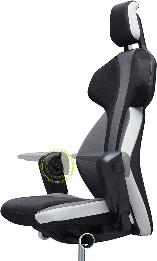 Gaming chair with arms folded down